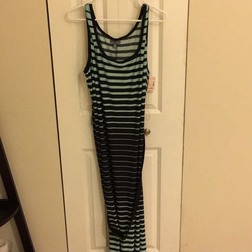 Dress Barn Blue and Black Stripe Maxi Dress